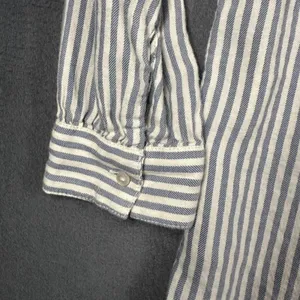 Aerie Tunic Blouse Womens Large Blue White Stripe Ruffle V Neck 3/4 Sleeve thumbnail 12