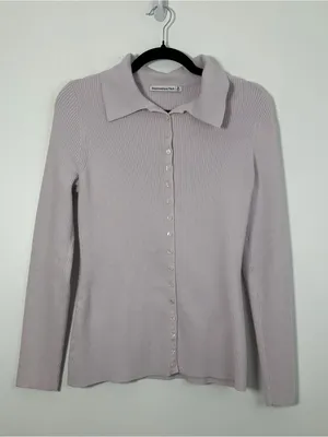 Abercrombie Women’s Medium Button Front Collared Cardigan Lavender thumbnail 1