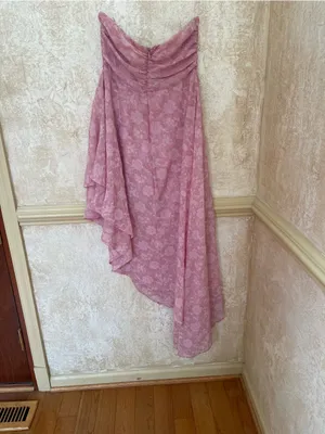 En Elly By Anthropologie Strapless Hi-Low Jacquard Cocktail Dress Pink Floral M thumbnail 14
