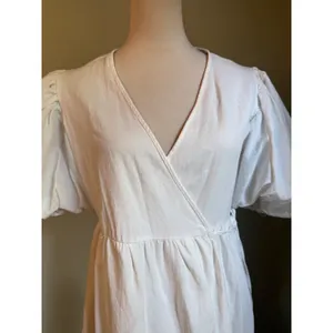Nasty Gal White Wrap Dress Puff Sleeve Tiered Midi boho resort dainty whimsi y 6 thumbnail 2