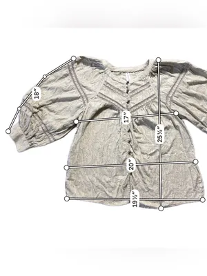 Anthropologie Womens Medium Green Textured Cotton Lace Boho Peasant Blouse Top thumbnail 6