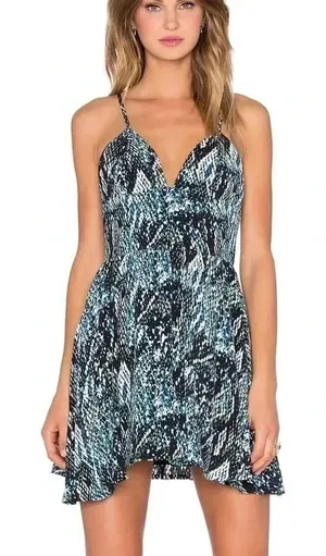 NBD Only Way Dress in Blue & Green Size Small Mini Dress Revolve Snake Skin thumbnail 1