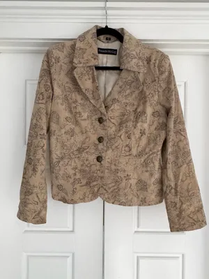 Pamela McCoy Suede Tan Floral Suede Jacket, Medium thumbnail 2