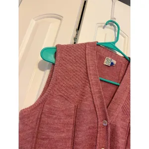 Vintage Azure Vest Womens Button Up Sleeveless Knit Top Pink‎ Casual Grandma thumbnail 7