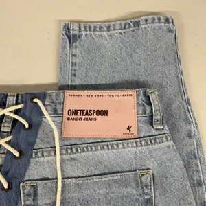 nwt 28 / 6 Womens One Teaspoon Relaxed Fit Laced Bandit Jeans Lace Up Best Blue thumbnail 11
