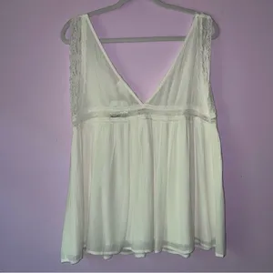 NEW Hayson Size L White Lace Trim Babydoll Tank Top 90s Y2K Cottage Fairy thumbnail 5