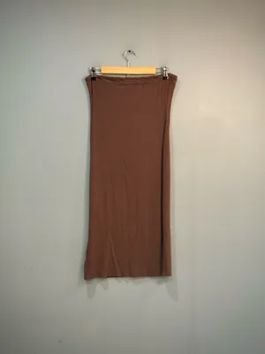 Brown Unbranded Ribbed Strapless Midi Dress Size L EUC thumbnail 4