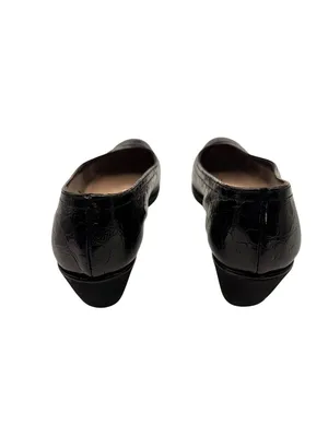 Salvatore Ferragamo Size 8.5 Black Croc Embossed Faux Leather Wedge Flats thumbnail 11