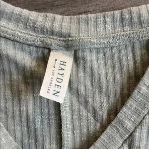 Hayden V-Neck Ribbed Tee - Light Green thumbnail 2