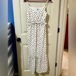 a new day White/Black Strapless Tiered Polka Dot Maxi Dress NWT thumbnail 4