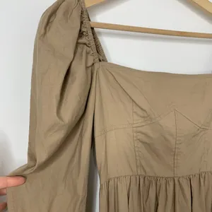 Reformation Luce Long Sleeve Stretch Khaki Midi Dress Womens 0 thumbnail 7