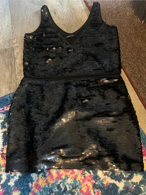 Andrew Marc black full sequin mini dress s/m thumbnail 1