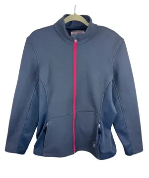 Spyder Gray Neon Pink Core Sweater Full Zip Mock Neck Soft Shell‎ Jacket Size XL thumbnail 1