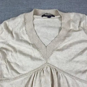 Gap Sweater Womens S Beige Cashmere Blend V Neck Knit Pullover Long Sleeve thumbnail 5