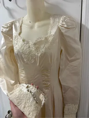 1940s ruched front wedding dress thumbnail 1