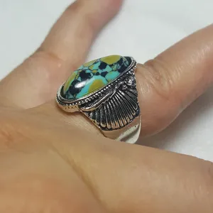 Vintage Tibet Silver Turquoise Ring Size - 6 RGN thumbnail 2