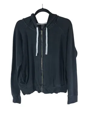 Electric & Rose Black Zip-Up Hoodie Drawstring Size L Cotton Blend Made In USA thumbnail 1