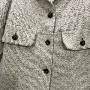 H&M Oatmeal Woolf Blend Overcoat Size 14 US thumbnail 2
