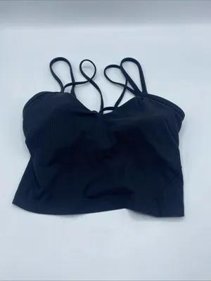 Lululemon Womens Align Strappy Cropped Tank Black Ribbed Yoga Top LW1EF6S Size 2 thumbnail 7