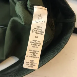 Aerie Offline Dark Green Distressed Faux Leather Sports Bra Keyhole Back S thumbnail 4