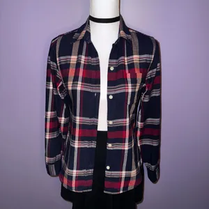 NEW Lucky Brand Navy Blue Plaid Button Up Shirt thumbnail 2