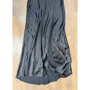 Zara 50th Anniversary Black Satin Maxi Dress Gown Low Back Luxury Formal Runway thumbnail 5