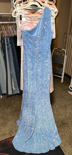 Authentic Digs Boutique One Shoulder Baby Blue Prom Dress thumbnail 6