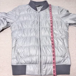 Athleta‎ Womens Jacket Goose Down Dooby Bomber Jacket Coat Gray Size S thumbnail 5