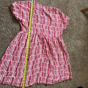 Women's Michelle McDowell Pink & White Cotton Dress‎ V Neck Elastic Waist Large thumbnail 6