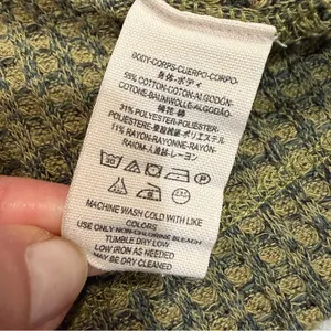 Free People Army Green Waffle Knit Cropped Mockneck BK Top Shirt size Large thumbnail 10