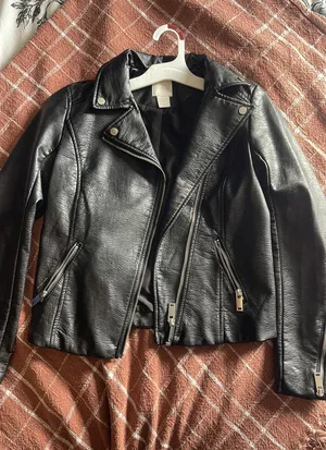 H&M Faux Leather Jacket Black thumbnail 1