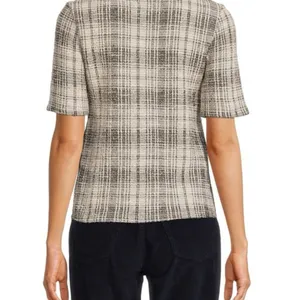 Designer Lea & Viola Tweed Top with Pearl Details Size Small Retail 110$ NWT thumbnail 7