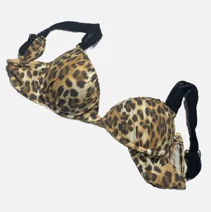 Sauvage Luxe‎ Bikini Top Womens Medium Brown Leopard Print Underwire Swim Beach thumbnail 1