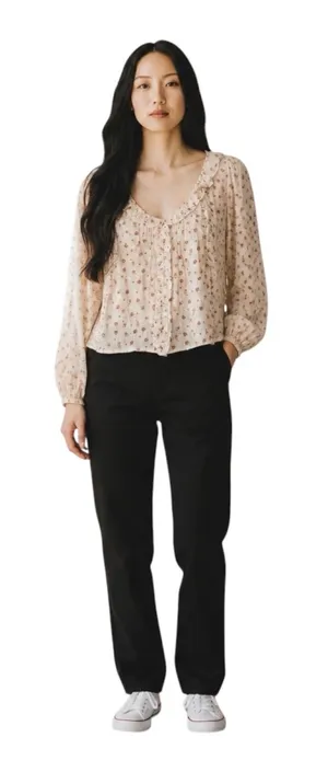 NEW With Tag Altar’d State Long Sleeve Floral Ruffle Top Blouse XS thumbnail 1