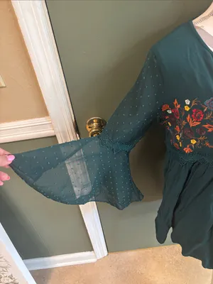 Altar'd State Teal Embroidered Boho Tunic thumbnail 2
