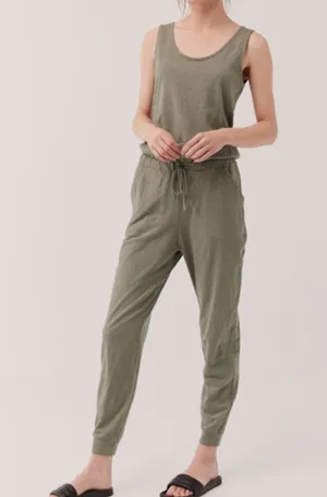PACT Organic Cotton Sleeveless Jumpsuit Pockets Mink Gray Size Large thumbnail 1