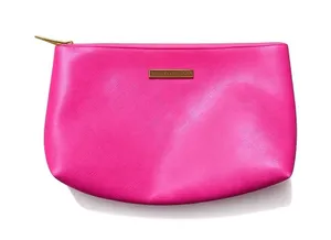 bareMinerals Pink Cosmetic Makeup Travel Zip Pouch Bag Gold Tone Vegan Leather thumbnail 1