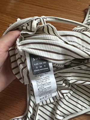 SheIn Striped Cream and Brown Bodysuit Women’s thumbnail 3