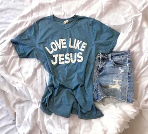 Bella Canvas -“Love Like Jesus” Tee-Blue/Teal-EUC-Large thumbnail 2