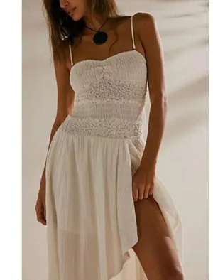 FREE PEOPLE Sparkling Moment Cotton Midi Sundress in Ivory Size Medium thumbnail 2