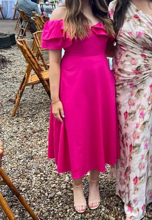Petal & Pup Cabo Magenta Frill Sleeve Midi Dress M thumbnail 9
