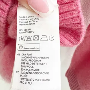 NEW H&M WOOL Sweater Medium Crew Neck Long Sleeve Ribbed Hem bubble gum pink thumbnail 10