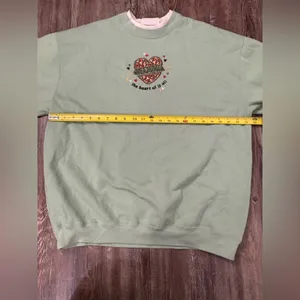 M&C Sportswear Vintage XL Green Grandma Pullover Sweatshirt Grannycore Cottage thumbnail 7