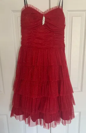 Red Sparkles Dress Size 4 thumbnail 1