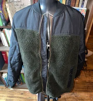 Gap navy & green fleece M normcore bomber coat thumbnail 1