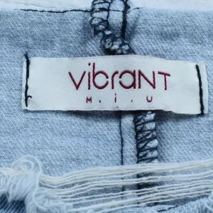 Vibrant MIU Light Wash Distressed Denim Shift Dress Shredded High Low Hem Blue thumbnail 6
