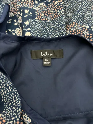 Lulu's Crush Season Navy Blue Floral Quilt Patchwork Print Scoop-Neck Maxi Dress thumbnail 7