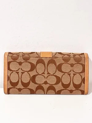 Coach Brown Signature C Canvas Long Wallet Checkbook thumbnail 5