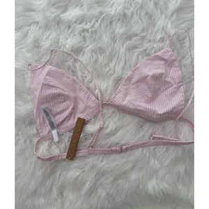 Skims Cotton Poplin Triangle Bralette Cherry Blossom Stripe XL thumbnail 7