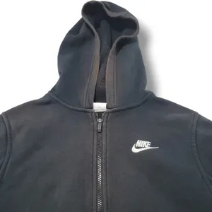 Nike Sweatshirt Size Large Full Zip Up Hooded Sweatshirt Embroidered Logo Faded Fading Black thumbnail 3